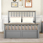 Letto a piattaforma in legno con 2 cassetti e supporto a doghe in legno