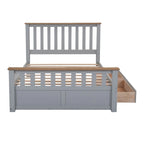 Letto a piattaforma in legno con 2 cassetti e supporto a doghe in legno