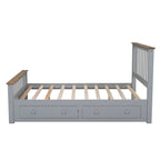 Letto a piattaforma in legno con 2 cassetti e supporto a doghe in legno