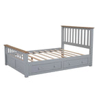 Letto a piattaforma in legno con 2 cassetti e supporto a doghe in legno