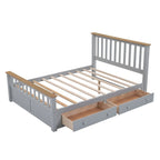 Letto a piattaforma in legno con 2 cassetti e supporto a doghe in legno