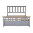 Letto a piattaforma in legno con 2 cassetti e supporto a doghe in legno
