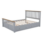 Letto a piattaforma in legno con 2 cassetti e supporto a doghe in legno