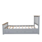 Letto a piattaforma in legno con 2 cassetti e supporto a doghe in legno