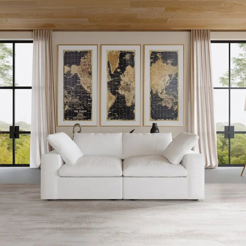 2 Seater Sofa Couch with Pillows for Living Room