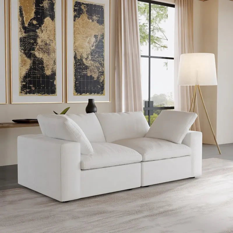 Divano modulare 2 posti con cuscini – Nero / Grigio / Bianco / Cachi