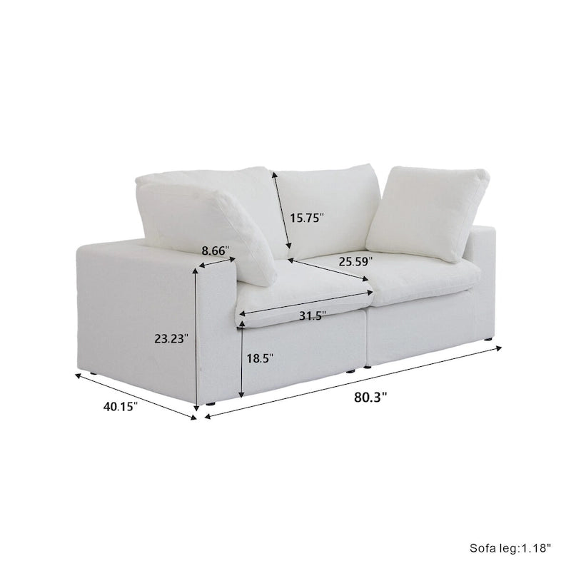 Divano modulare 2 posti con cuscini – Nero / Grigio / Bianco / Cachi
