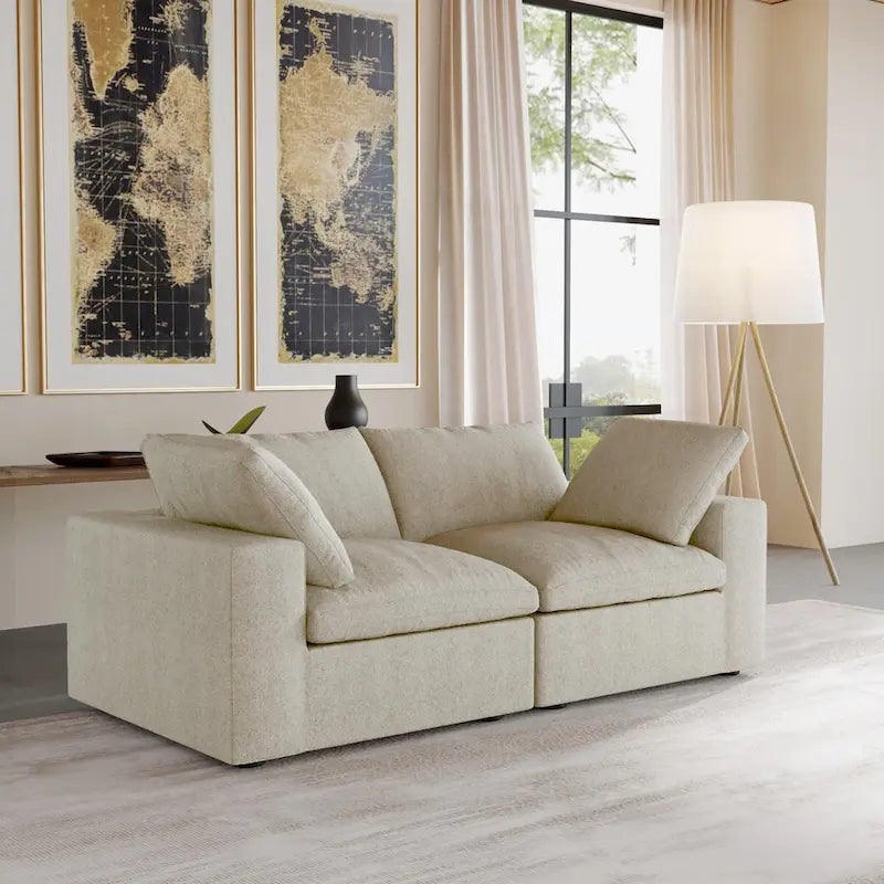 Divano modulare 2 posti con cuscini – Nero / Grigio / Bianco / Cachi