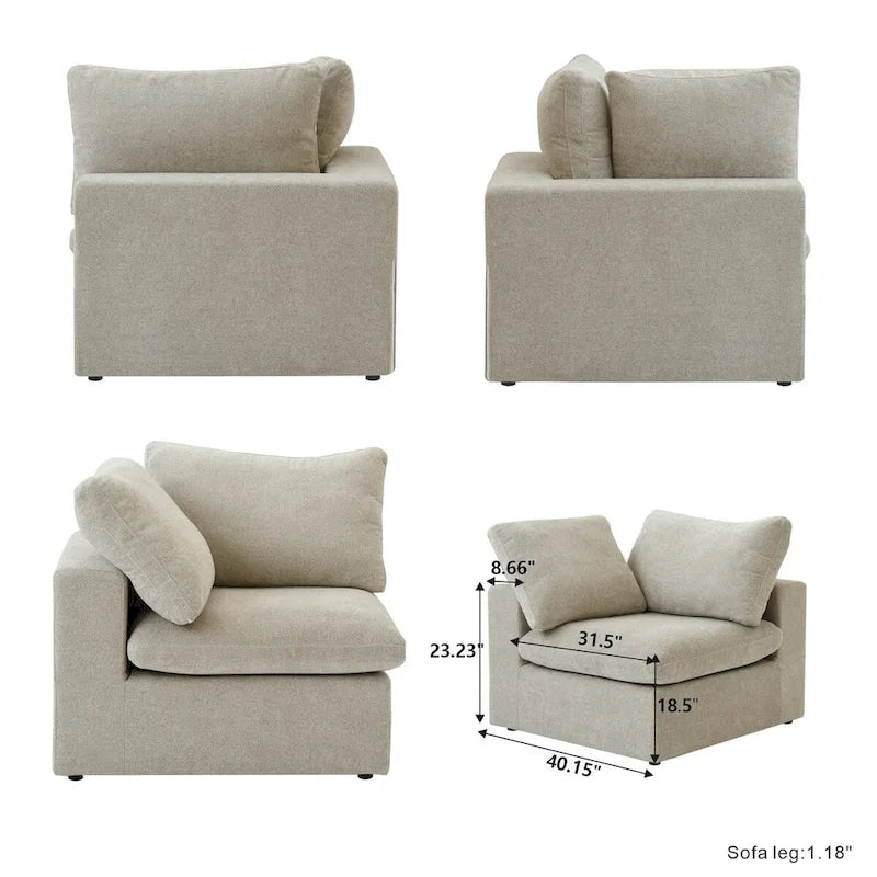 Divano modulare 2 posti con cuscini – Nero / Grigio / Bianco / Cachi