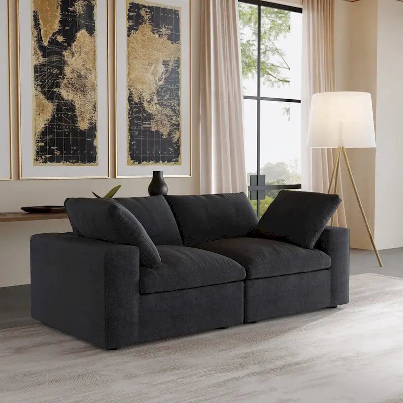 Divano modulare 2 posti con cuscini – Nero / Grigio / Bianco / Cachi
