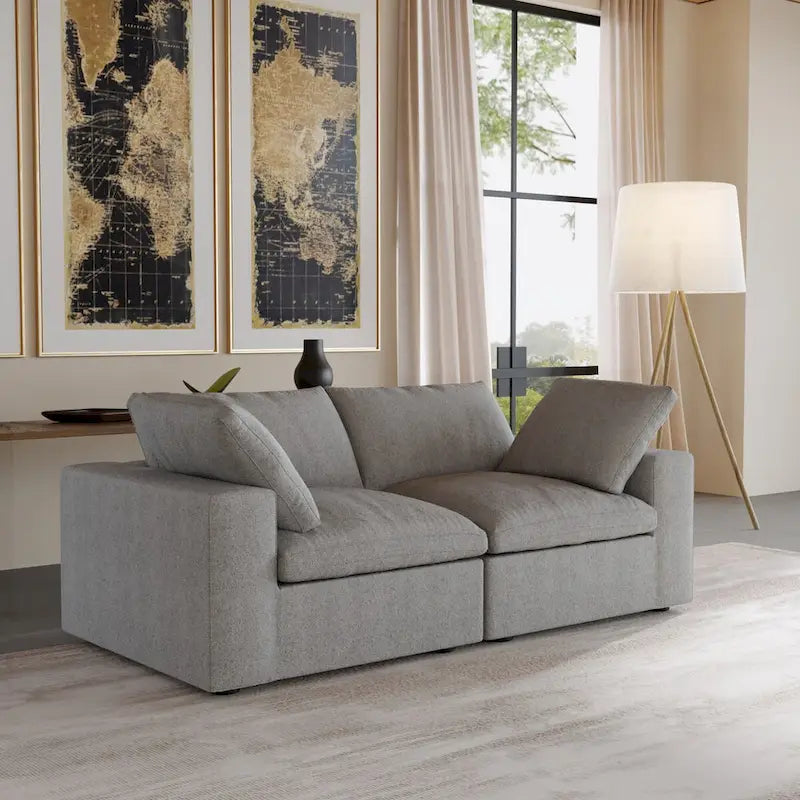 Divano modulare 2 posti con cuscini – Nero / Grigio / Bianco / Cachi