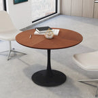 Tavolo da pranzo rotondo, bianco/nero/marmo, base in metallo, per 2-4 persone