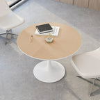 Tavolo da pranzo rotondo, bianco/nero/marmo, base in metallo, per 2-4 persone