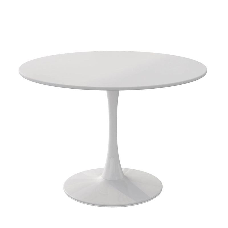 Tavolo da pranzo rotondo, bianco/nero/marmo, base in metallo, per 2-4 persone