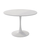 Tavolo da pranzo rotondo, bianco/nero/marmo, base in metallo, per 2-4 persone