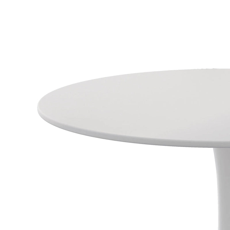 Tavolo da pranzo rotondo, bianco/nero/marmo, base in metallo, per 2-4 persone