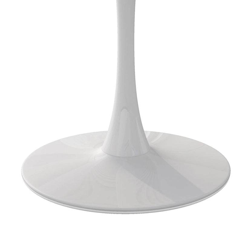 Tavolo da pranzo rotondo, bianco/nero/marmo, base in metallo, per 2-4 persone
