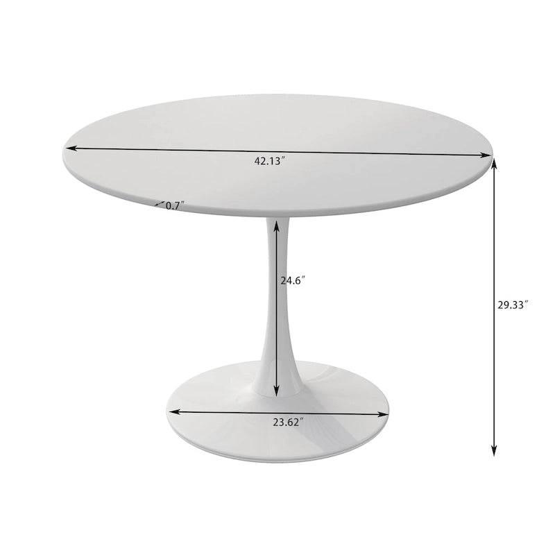 Tavolo da pranzo rotondo, bianco/nero/marmo, base in metallo, per 2-4 persone