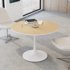 Tavolo da pranzo rotondo, bianco/nero/marmo, base in metallo, per 2-4 persone