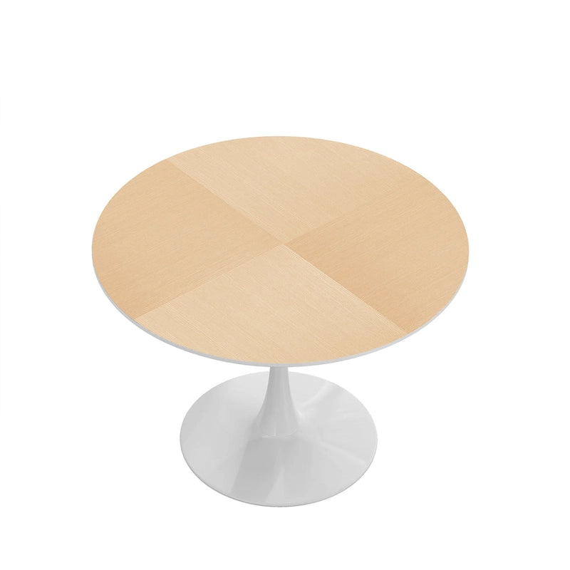 Tavolo da pranzo rotondo, bianco/nero/marmo, base in metallo, per 2-4 persone