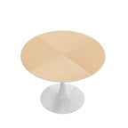 Tavolo da pranzo rotondo, bianco/nero/marmo, base in metallo, per 2-4 persone