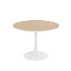 Tavolo da pranzo rotondo, bianco/nero/marmo, base in metallo, per 2-4 persone