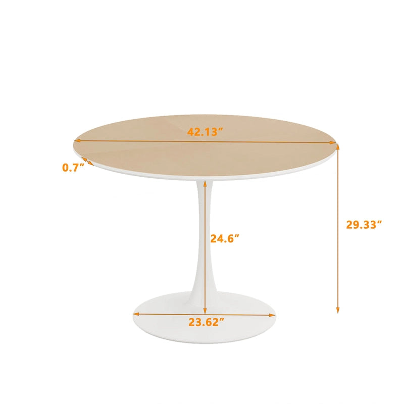 Tavolo da pranzo rotondo, bianco/nero/marmo, base in metallo, per 2-4 persone