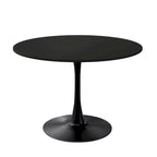 Tavolo da pranzo rotondo, bianco/nero/marmo, base in metallo, per 2-4 persone