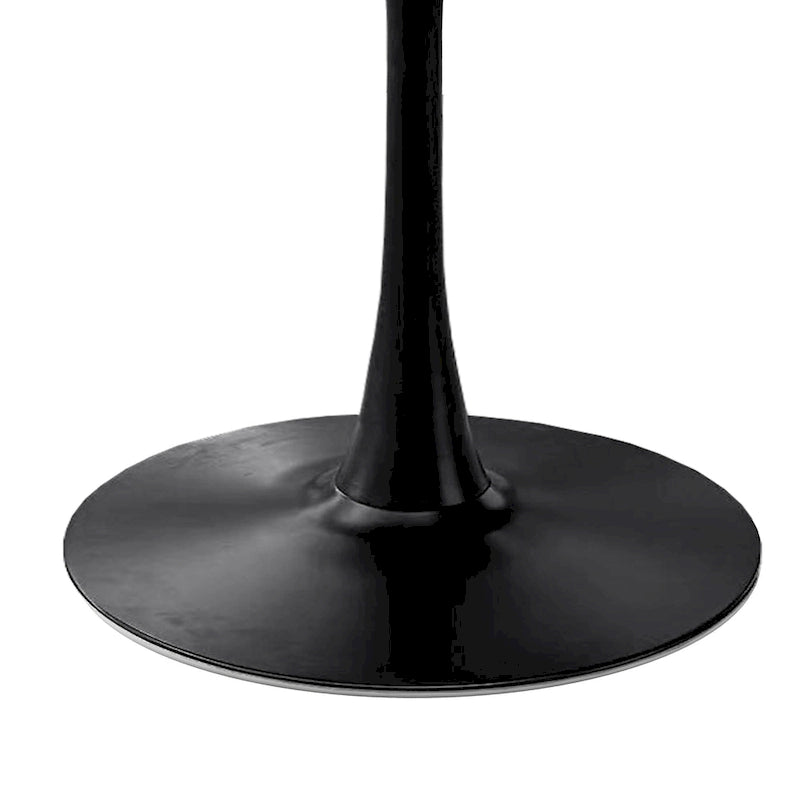 Tavolo da pranzo rotondo, bianco/nero/marmo, base in metallo, per 2-4 persone