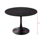 Tavolo da pranzo rotondo, bianco/nero/marmo, base in metallo, per 2-4 persone