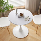 Tavolo da pranzo rotondo, bianco/nero/marmo, base in metallo, per 2-4 persone