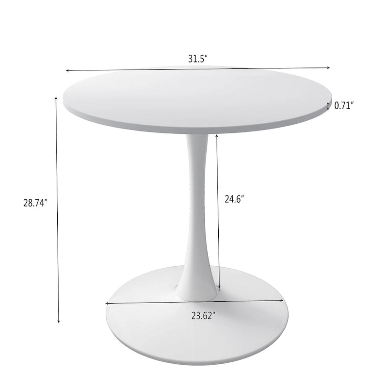 Tavolo da pranzo rotondo, bianco/nero/marmo, base in metallo, per 2-4 persone