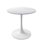 Tavolo da pranzo rotondo, bianco/nero/marmo, base in metallo, per 2-4 persone
