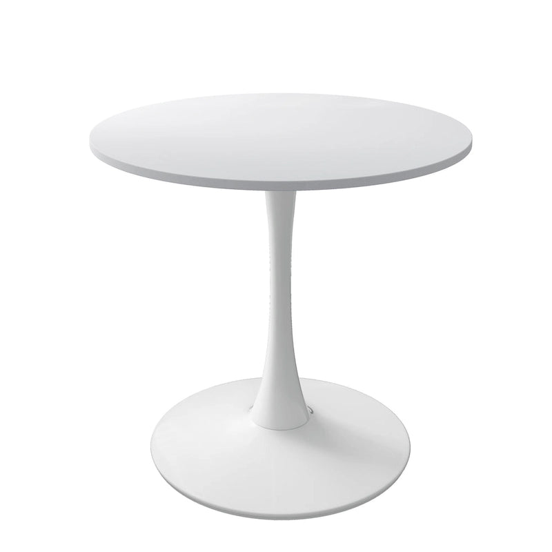 Tavolo da pranzo rotondo, bianco/nero/marmo, base in metallo, per 2-4 persone