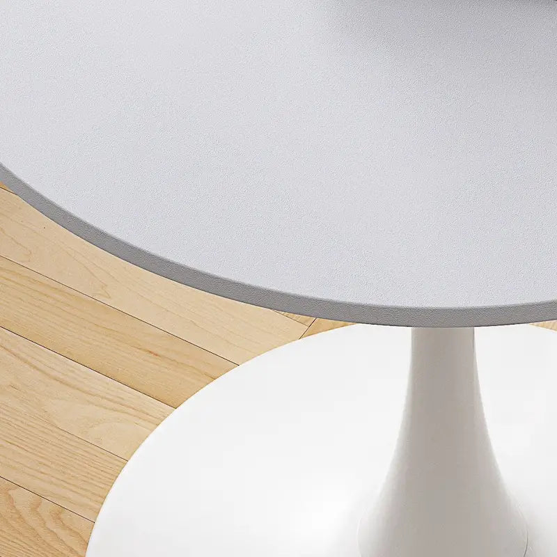 Tavolo da pranzo rotondo, bianco/nero/marmo, base in metallo, per 2-4 persone