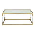 Acrylic Plastic or Metal with Glass Top and Acrylic Legs or Silver Frame Support Coffee Table- Gold or Clear - Roche River Decor