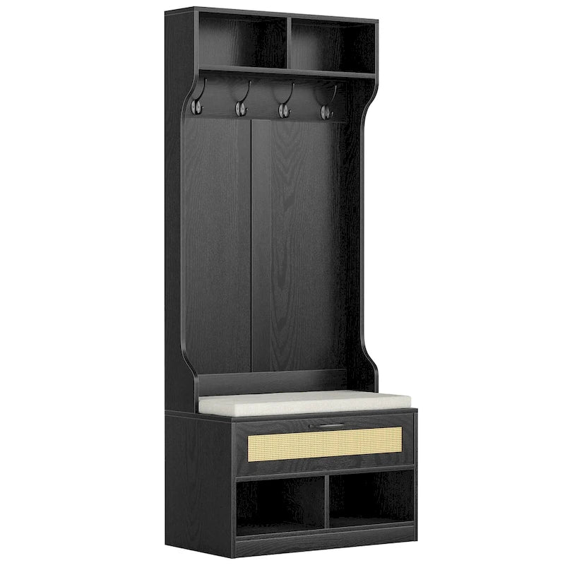 Anmytek 67 3-in-1 Attaccapanni con Scarpiera e Panchina con 4 Ganci e 6 Scomparti per Ingresso